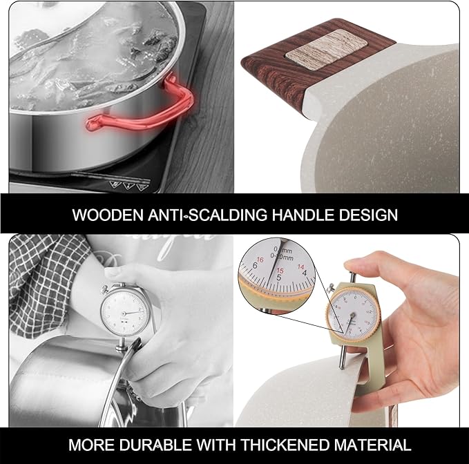 7-QT Shabu Shabu Hot Pot with Divider Double Flavor Divided Stockpot with Glass Lid Dual Sided Soup Cookware for Induction Cooktop Gas Stove Hot Burner