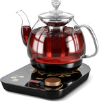 HHT Electric Tea Maker with Infuser, ±1℉ Precise Temperature Control, Glass Electric Kettle for Herbal,Flowers,Fruit Tea and Loose Leaf,BPA-Free,Auto Shut-Off,Brewing Program,Keep Warm,0.8L/27oz Black