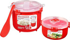 Sistema Heat & Eat Microwaveable Rice Cooker & Food Container Set with Steam Release Vents, Microwave Rice Cooker & Round Food Storage Container, Dishwasher & Freezer-Safe, BPA-Free