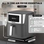 Nuwave Brio Plus 6-in-1 Air Fryer, 7-Qt Large Capacity, 50°F–400°F Precise Temp Control, Non-Toxic PFAS-Free Nonstick, Air Fry, Bake, Roast, Toast, Dehydrate, Reheat, 100 Presets, Dishwasher Safe