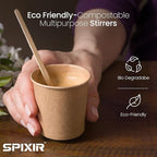 Wooden Coffee Stirrers, 500 Disposable Coffee Stir Sticks, 7-inch Wooden Stir Sticks for Coffee & Cocktails, Swizzle Sticks for Coffee, Round-End Coffee Sticks, Coffee Bar Accessories