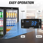 Beverage Refrigerator Drink Fridge, Back Bar Beer Fridge With 2 Glass Door, 35.5 In Height Beverage Cooler, Under Counter Refrigerator, Drink Cooler Undercounter Refrigerators, Outdoor Fridge
