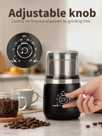 LAOION Electric Coffee Grinder with Silent Grinding Blades & Timer Knob to Adjustable Coarse to Fine, Espresso Grinder with Removable Stainless Steel Bowl for Coffee Bean, Herb, Spices, Seeds (Black)
