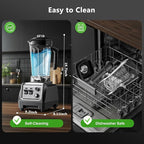 H-Duka 1800W Blender for Smoothies, 70oz Pitcher & 20oz Grinder, 28000 RPM High Speed Countertop Blender for Kitchen for Ice Crushing, Frozen Fruits & Nut Butter, 1-5 Min Timer, Multiple Speeds