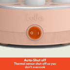 bella Electric Egg Cooker, 14 Eggs Capacity Tray, Double Stack, for Poached, Scrambled, Hard, Medium & Soft Boiled Eggs, Omelets and Steamed Dumplings, Auto Shutoff, 360 Watt, Blossom