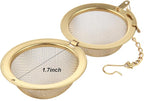 Luckyiren Tea Ball Infuser with Chain;; Premium Stainless Steel Fine Mesh Screen Tea Strainer Filters Colander Cullender Sieve Infusion Steeper Maker for Loose Leaf Tea Herbs, 2 Pieces, Golden