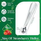 Baderke 4 Pcs Tomato Stem Corer Strawberry Baller Stainless Steel Strawberry Huller Tool Fruit Vegetable Stem Remover