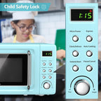Moccha Retro Microwave, 0.7Cu.ft Compact Microwave, 700-Watt Countertop Microwave Ovens w/5 Micro Power, Delayed Start Function, LED Display, Child Lock, Small Microwave (Green)