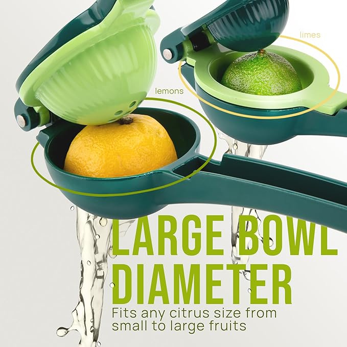 Zulay Kitchen Metal 2-in-1 Lemon Squeezer - Sturdy Max Extraction Hand Juicer Lemon Squeezer Gets Every Last Drop - Easy to Clean Manual Citrus Juicer - Easy-Use Lemon Juicer Squeezer - Green/Lime