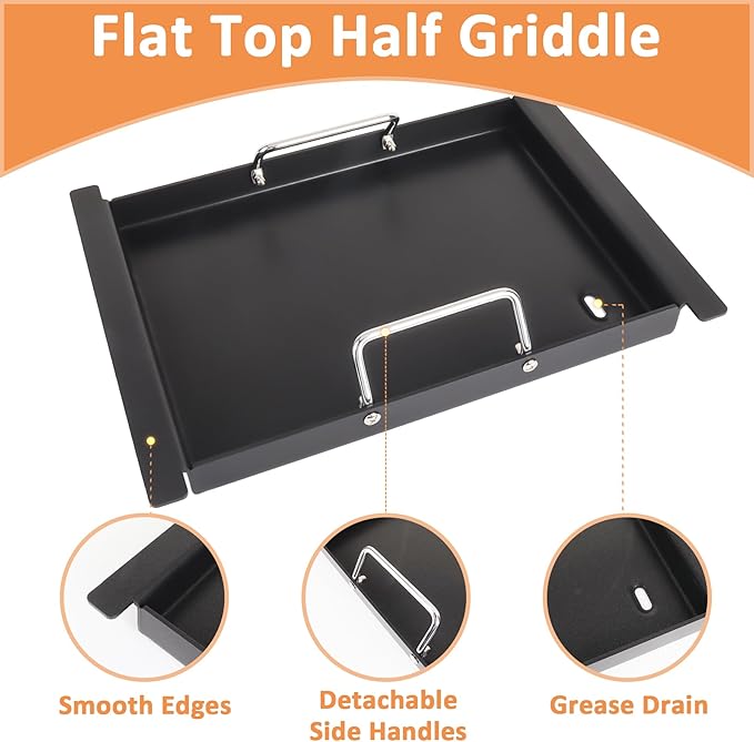 Half Griddle for Ninja FlexFlame Grill Parts, Carbon Steel Griddle Insert for Ninja FlexFlame PG300 Grill Accessories, Compatible with Flex Flame Griddle Plate Part XSKHLFGRIDLE