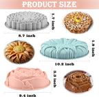 Sakolla 3 Pack Flower Shape Silicone Cake Molds, Large Round Silicone Molds for Baking Cake, Breads, Pies, Tarts, Jello (Rose, Chrysanthemum, Sunflower)
