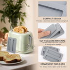 2 Pack Toaster Cover,Silicone Toaster Lid Bread Machine Cover 2 Slice Wide Slot,Electric Bread Maker Upper Covers for Clean Organized Kitchen(Grey)