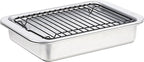 Nordic Ware Naturals 3 Piece Compact Pan Set, Toaster Oven, Counter Ovens, Air Fryer and Broiler Safe, Size for 1-2 Portions - Includes Baking Sheet, Broiling Rack and Rectangular Pan