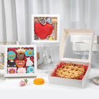White Bakery Boxes (12pcs, 9x9x2.5 Inches) – For Valentine's & Christmas: Ideal for Cookies, Pie, Chocolate Covered Strawberries, Breakable Heart & Charcuterie