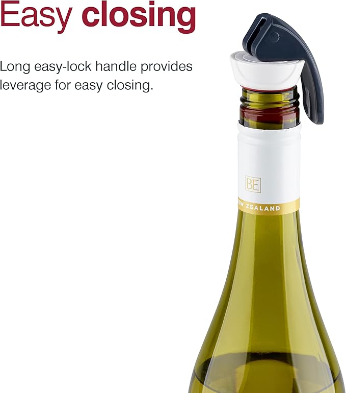 Zyliss Easy Seal Bottle Stoppers - Dishwasher-Safe, Leak-Proof Champagne and Wine Stoppers for Home Bar Accessories - Reusable Corks for Wine, Beverages, Oil & Vinegar - 6 Pieces - Red & Grey