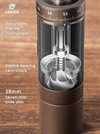 LAOION L6 Manual Coffee Grinder with Straight Handle, Hand Coffee Grinder for Espresso, Moka, Drip, French Press with External Adjustment Ring, Precision-Consistent Stainless Steel Conical Burr