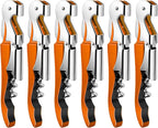 6 Pieces Professional Waiter Corkscrew Wine Openers, Orange Wine Keys Opener Stainless Steel Hinges Serrated Foil Cutter for Restaurant Waiters, Sommelier, Bartenders (Orange)