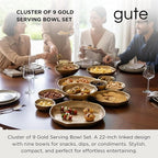 9 Cluster Decorative Bowls Bright Gold Brass Snack Tray Bowl Chip & Dip Serving Piece Strong Brass Centerpiece Beautiful Room Accent & Entertaining Parties Home Decor Wedding Gifts 22 Inch Decorative
