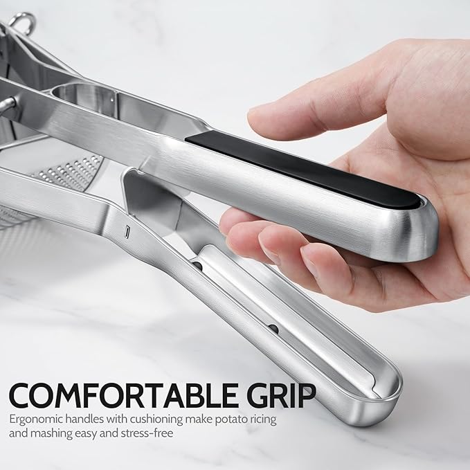 Potato Ricer, Sopito Stainless Steel Potato Masher for Commercial and Home Use, Orange