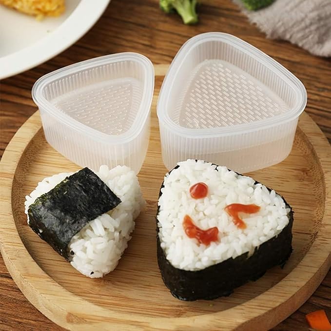 7 Pcs Onigiri Rice Ball Mold Maker Kit, Musubi Press, Classic Triangle Shake Sushi Roller Mat Tool for Kids Bento Lunch and Home DIY, Non-stick, BPA-Free