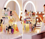 ZHIAI 360 Rotating Makeup Organizer, Large Capacity Cosmetics Organizer for Perfume Holder Organizer Countertop, DIY Adjustable Bathroom Makeup Carousel Holder Rack, Clear Diamond