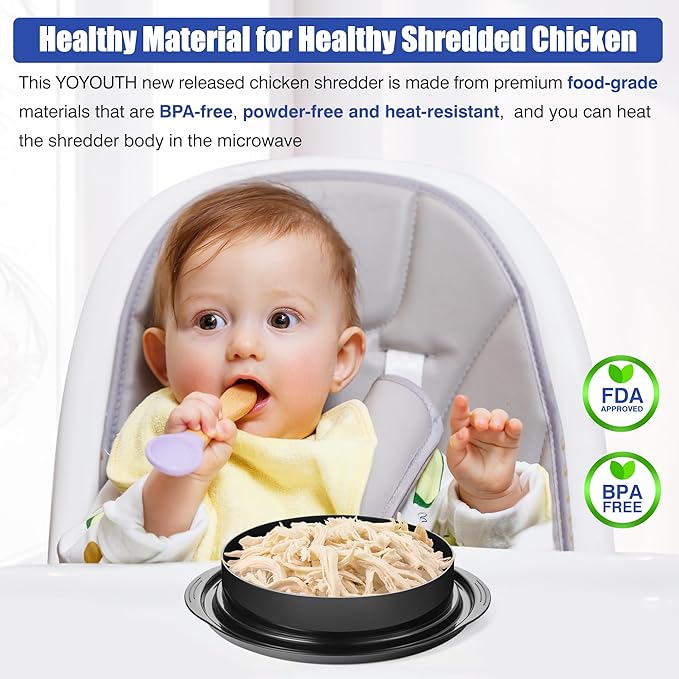 Chicken Shredder Tool Twist: 2026 Pro Food-Grade Visible Meat Shredder with Strong Anti-Slip Base, Ergonomic Handle, Chicken Breast Shredder, Suitable for Pork Beef Chicken - Black