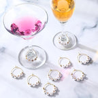 Outus 50 Set DIY Wine Glass Charms 1000 Letters Beads 100 Golden Beads 50 Rings for Stem Glasses 1 Tweezer Custom Personalized Charms Wine Glass Markers for Wedding Party Bridal Shower