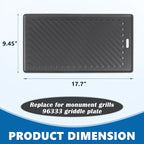 SafBbcue 96333 Grill Plates for Monument Grills 77352 24633 17842 35633 13892 Gas Grill Cooking Accessories, Cast Iron Reversible Griddle for Monument Grill 41847NG D405 77352MB D425 Replacement Parts