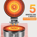 Commercial Waffle Maker for Restaurant, 110V Electric Waffle Maker w/Non-stick and 122–572°F Adjustable Temp, 1200W Profession Waffle Iron with Timer and Heavy Duty, Hotel Waffle Machine