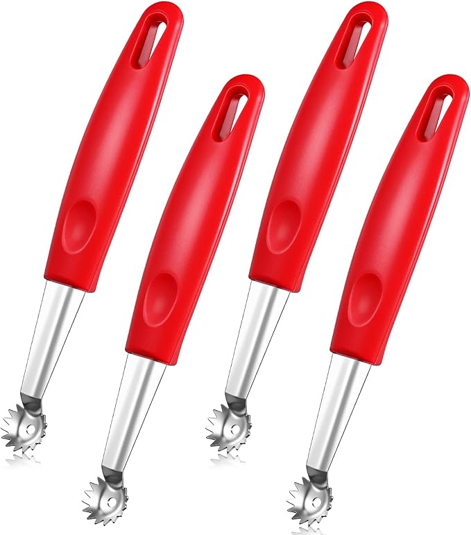 Willinglong 4 Pcs Tomato Corer Tool Strawberry Huller Tomato Stem Remover Stainless Steel Strawberry Huller Tool Fruit Vegetable Baller