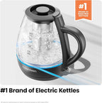 Chefman Electric Kettle with Tea Infuser, 1.7L 1500W, Removable Lid for Easy Cleaning, Boil-Dry Protection, Stainless Steel Filter, BPA Free, Auto Shut Off Hot Water Boiler, Glass Electric Tea Kettle