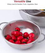 5-Quart Colander for Kitchen, Stainless Steel Colander with Base, Pasta Strainer with Handle, Food Strainer for Spaghetti, Vegetables, Fruit