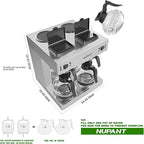 NUPANT Dual Drip Commercial Coffee Maker, 200 Cup/hour, 7.2L Pour Over Coffee Machine with 4 Glass Carafe and 4 Warmers, Stainless Steel Double Coffee Brewer Staition for Restaurant and COFFEE Bar