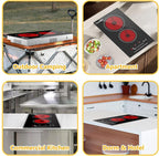 2 Burner Electric Cooktop, 12 Inch Electric Stove Top with 9 Power Levels, Touch Control, Timer, Child Lock and Residual Heat Warning, Ideal for Countertop & Built-In Use (110-120V)