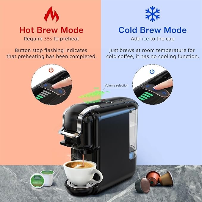 Multi-Capsule Coffee Maker, Hot/Cold Coffee Maker, Milk, ESE Pod Ground Coffee, Cafeteria, 19 Bar, 5 in 1 (Color : H2B WH, Size : CHINA_EU)