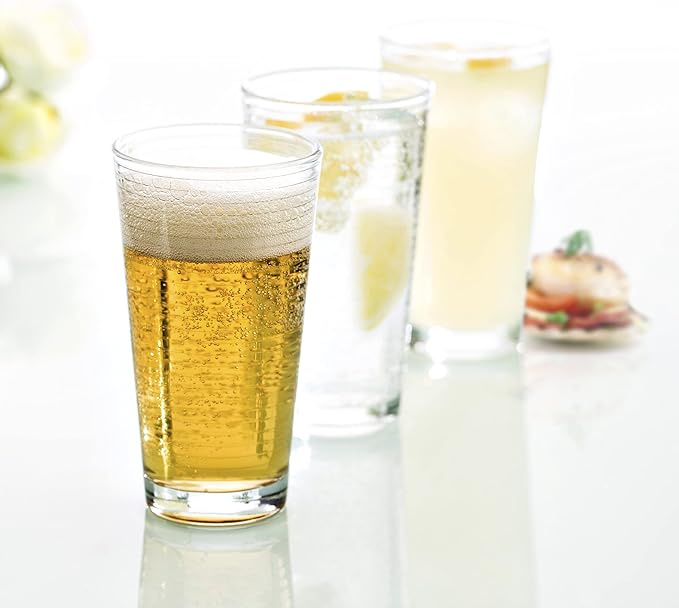 Fortessa Basics Arcade Everyday 12 Pack Set Glassware Kitchen and Barware Great for: Beer, Cocktails, Water, Juice, Iced Tea, Soft Drinks., Pint/Mixing Glass, 16 Ounce