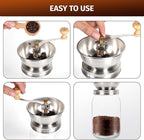Mason Jar Coffee Grinder, Manual Coffee Grinder Lid Attachment for Wide Mouth Mason Jars, Stainless Steel Mason Jar Lid and Ceramic Burr,Ideal for Camping & Home Barista