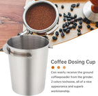 2Pcs 58mm Dosing Cup, Stainless Steel Espresso coffee Dosing Cup Espresso coffee Machine Accessories, Coffee Powder Feeder Part coffee Grinder Powder cup Compatible (2, Silver, 58mm)