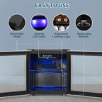 48 Can Beverage Refrigerator,12 Bottle Wine Cooler with Stainless Steel Glass Door, Digital Temperature Display, Countertop Mini Fridge for Soda, Wine or Beer, Silver