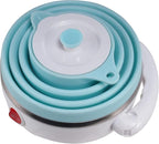 Travel Foldable Electric Kettle, Collapsible Electric Kettle Food Grade Silicone Small Pot Boiling water,Dual Voltage（600ml,110-220V US Plug） (Blue)