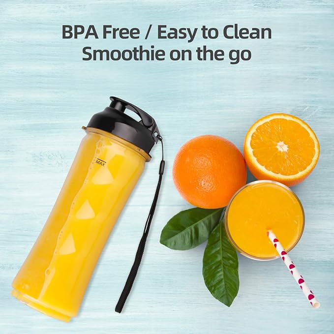 La Reveuse Smoothies Blender Personal Size 300 Watts with 18 oz BPA-Free Portable Travel Sports Bottle, Silver