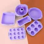 Silicone Baking Tray Silicone Mold Sets Muffin Cup Toast Baking Pan Diy Cake Mold Bakeware Cake Decoration Accessories 6Pcs Set Purple
