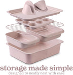 Country Kitchen Nonstick Stackable Bakeware Set - Deluxe Heavy Duty, Durable, Easy Release Baking Set, 8 Pcs, Pink