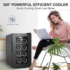8 Bottles Wine Cooler Refrigerator, Small Wine Fridge, Mini Wine Fridge Countertop with Glass Door Wine Cellars for Red Wine, Champagne, Dry White Wine, Sparkling Wines