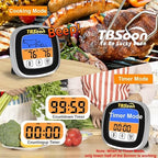 Multifunctional Digital Thermometer for Cooking,Food Thermometer+Thermometer Alarm+Kitchen Timer,Large Color Screen,Instant Read,Fast Response,grill bbq accessories,Kitchen Oven Meat Thermometer-DMT03