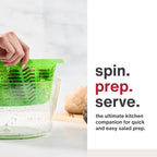 Zyliss Easy Spin 2 AquaVent Large Salad Spinner - Salad Spinner with Pull Cord - Salad Bowl for 4 to 6 Servings - Manual Vegetable and Fruit Dryer - Vegetable Spinner with Brake - Green, Large