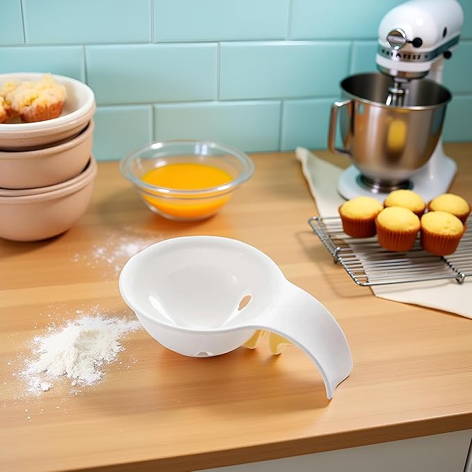 Egg Yolk Separator, for Baking Cakes Egg Separator for Raw Eggs,Plastic Egg Separator Egg Yolk White Filter,Bowl-Clip Egg White and Yolk Separator Strainer,Kitchen Gadget Cooking Specialty Tools