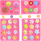 4Pcs Flower Silicone Molds - Rose & Daisy Mini Chocolate & Fondant Cake Decorating Molds for Baking, Soap, Ice Cube & Wax Melt