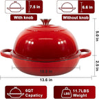 AHJ 6QT Dutch Oven For Bread Baking, Enameled Cast Iron Dutch Oven Pot with Lid, Multi-Functional Bread pan, Sourdough Baking Supplies with Proofing Basket, Cast Iron Bread Oven, Silicone Sling & Gloves.