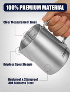 Adorever Milk Frothing Pitcher, 12oz Stainless Steel Milk Frother Cup Steaming Pitcher, Cappuccino Espresso Accessories Coffee Bar Barista Tools, Steamer Cup Milk Jug with Latte Art Pen, Matte Steel